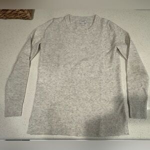 J. Crew Light Heathered Cream/Gray Crew Neck Sweater